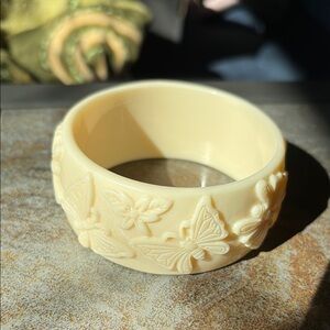 Vintage Celluloid Butterfly Embossed Bangle